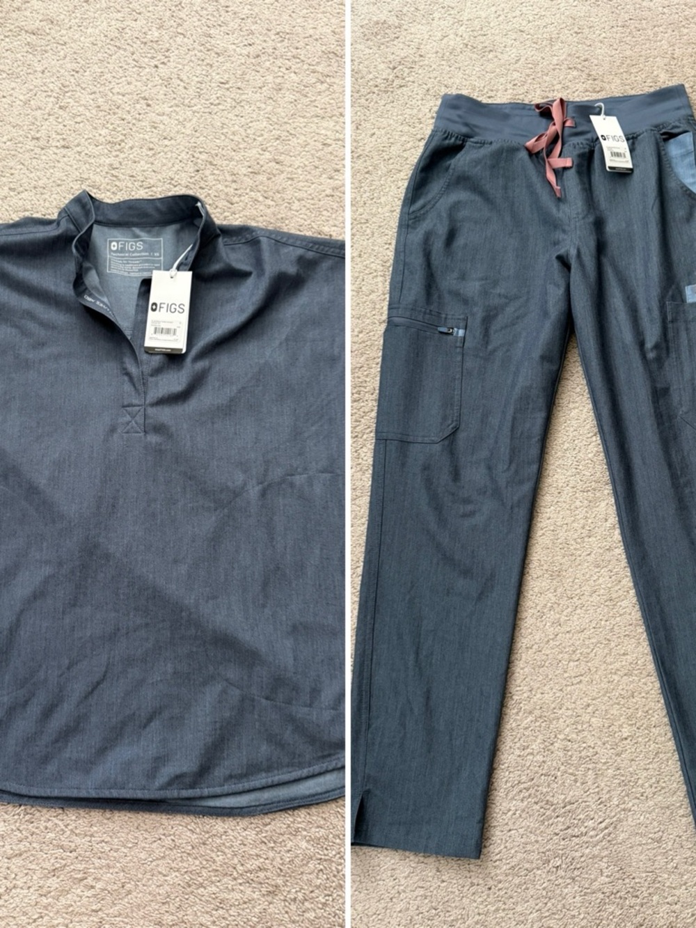 FIGS Heather Denim BNWT Rafaela & Yola scrubs set